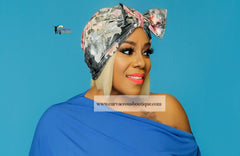 Black Floral Velvet Knot Turban