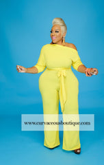 Yellow Off Shoulder Jumpsuit