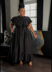 Black Ruffle Maxi Dress