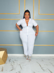 White Hoodie Jumpsuit