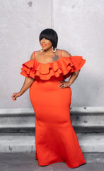 Orange Ruffle Gown