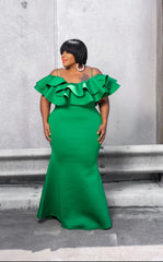 Green Ruffle Gown
