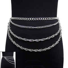 Silver 4 Twist Row Chain Belt