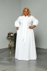 White Dora Bow Tie Dress