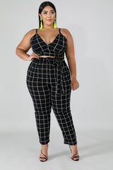 Black Grid Pant Set