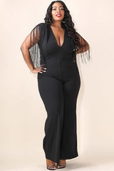 Black Tassel Shoulder Jumpsuit