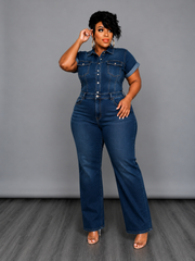 Button Denim Jumpsuit