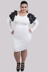 Ivory Ruffle Sleeve Dress