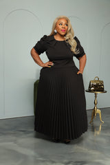 Black Miranda Pleated Dress