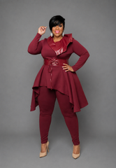 Burgundy Peplum Top * ONLY *