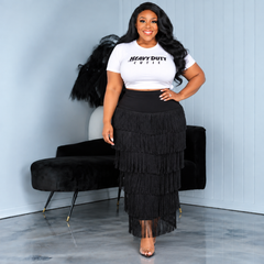 Black Razzle Tassel Skirt