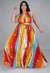 Rainbow Pleated Chain Dress