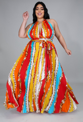 Rainbow Pleated Chain Dress