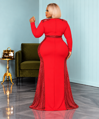 Red Glam Side Gown
