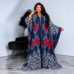 Navy Leopard Geometric Kimono