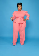 Coral Peplum Set