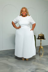 White Miranda Pleated Dress