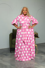 Pink Polka Dot Bow Dress