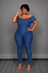 Tie Tube Denim Jumpsuit