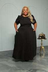 Black Miranda Pleated Dress