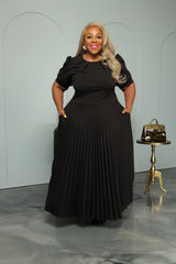 Black Miranda Pleated Dress