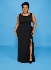 Black Rita Ruffle Gown