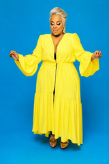 Yellow Balloon Sleeve Duster