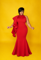 Red Cascading Gown