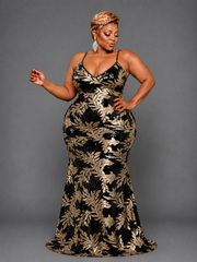 Black & Gold Sequin Gown