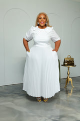 White Miranda Pleated Dress
