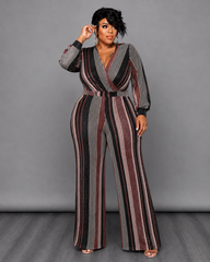 Grey Stripe Shimmer Jumpsuit