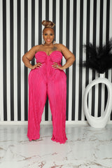 Pink Givin Pleats Jumpsuit