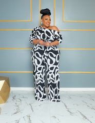 Scribble Off Shoulder Jumpsuit