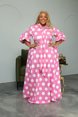 Pink Polka Dot Bow Dress