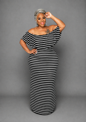 Stripe Off Shoulder Dress