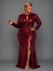 Burgundy Sequin Gown