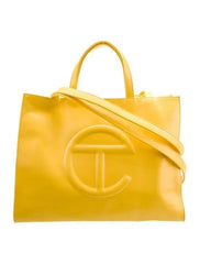 Yellow Leather Large Shopping Bag