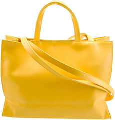 Yellow Leather Large Shopping Bag