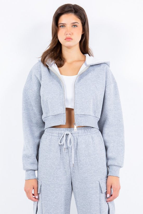 Grey Jersey Girl Hoodie Jacket