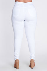 White Ripped Hi Waist Jeans