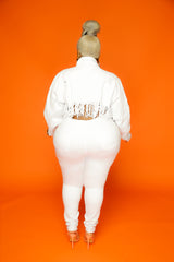 White Knee Slit Jeans