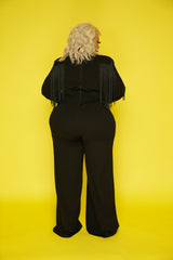 Black Glam Fringe Jumpsuit