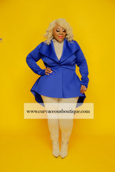 Royal Blue Glam Peplum Jacket