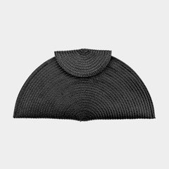 Black Half Round Straw Clutch