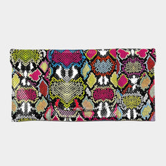 Pink Skin Patterned Envelope Clutch