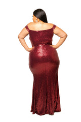Burgundy Joseline Sequin Gown