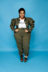 Green Button Hem Cargo Pants