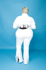 White Fringe Denim Jacket