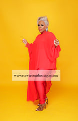 Red Chiffon Asymmetric Top