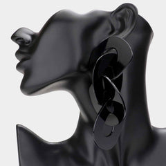 Black Link Dangle Earrings